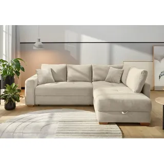 Jockenhöfer Gruppe Ecksofa »Sunset, Dauerschlafsofa mit« Tonnentaschen-Federkern, 5cm Kaltschaumtopper, flexible montierbar, grau