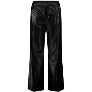 Stoffhose ZERO "Hose in Lederoptik weites Bein 30 Inch", Damen, Gr. 42, EURO, schwarz (schwarz beauty), Obermaterial: 100% Polyester PES., Hosen Stoffhose