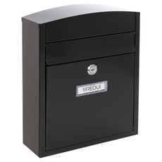 ARREGUI Compact E5734 Briefkasten aus Verzinktem Stahl, Größe S (DIN A5 Post), Wandbriefkasten für den Außenbereich, Wasserfest, Postkasten mit Namensschild, 2 Schlüssel, Einfache Montage, Schwarz
