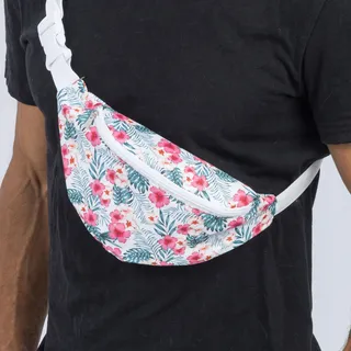 Chaks - Gürteltasche mit Hibiskus Print für Damen und Herren | Bauchtasche für Festival, Party und Alltag, Verstellbarer Gurt und Reißverschlussfach, Florales Design