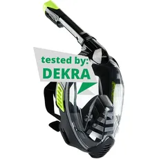 Khroom von DEKRA® geprüfte CO2 sichere Schnorchelmaske Vollmaske Seaview X - Tauchmaske für Erwachsene / Kinder | Schnorchelausrüstung / Schnorchelset Alternative (S/M, Schwarz)