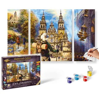 Schipper 609260854 - Malen nach Zahlen Der Jakobsweg Triptychon, 50 x 80 cm