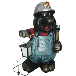 Design Maulwurf mit Lampe Figur Garten Statue Skulptur Figuren Skulpturen C220 - Bunt