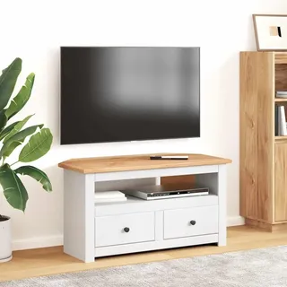 vidaXL TV-Eckschrank Weiß 93 x 49 x 49 cm Massivholz Panama-Kiefer - Weiß