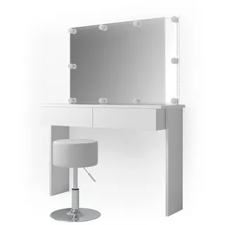 Vicco Schminktisch Azur, Weiß 120 cm mit LED Beleuchtung und Hocker