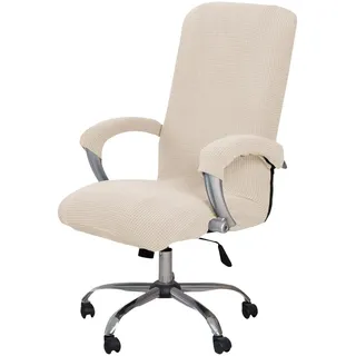 Elastische Stuhlhussen Bürostuhl, Stretch Gaming Stuhl Bezug, Computerstuhl Schonbezüge, Drehstuhl Abdeckung mit Armlehne, Polarfleece-Stuhlbezüge Waschbare Abnehmbare für Office Chair (Beige)