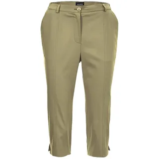 Caprihose GOLDNER "Kurzgröße Sportive Capri-Hose aus trageangenehmen Satin", Damen, Gr. 22, K-Gr, grün (schilf), Obermaterial: 64% Baumwolle CO. 33% Polyester PES. 3% Elasthan EL., normal, Hosen Caprihose, Perfekt sitzende und anschmiegsame Pasform