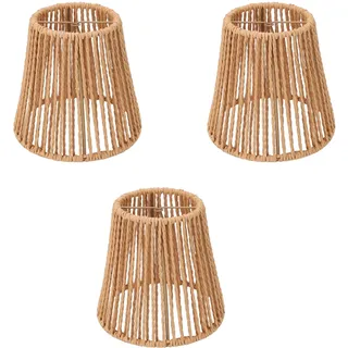 3er-Pack Rattan-Lampenschirm, Bauernhaus-gewebter Lampenschirm-Ersatz, Boho-Lampenschirm, Boho-Glocken-Lampenschirm für Tischlampen, Stehlampen, Pendelleuchte (8,9 X 14 cm)