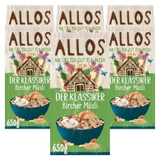 Allos Der Klassiker Bircher Müsli | Müsli ohne Zucker | Bio Müsli | Früchte Müsli | Haferflocken | Frühstückscerealien | vegan | 6er Pack (6 x 650g)
