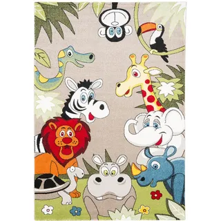 Pergamon Kinder Teppich Faro Safari Bunt Tiere , Textil , Animalprint , 160x230 cm , Teppiche und Böden, Teppiche, Kinderteppiche