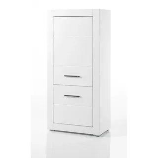 Furn.Design Highboard weiß Hochglanz, Anrichte für Wohn- und Esszimmer 65 x 142 cm , Weiß Hochglanz , Kunststoff , Nachbildung , Uni , 65x142x35 cm , Kleinmöbel, Kommoden, Highboards