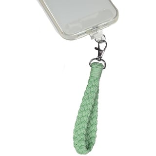 AMAYO - Boho Handykette Universal, Handyanhänger, Handy Perlen Schlüsselband, Handschlaufe, Baumwolle, Armband, Handyband, kompatibel mit jedem Handy, Smartphone und Handy Hülle (Grün Makramee)