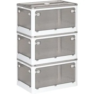 JOYBOS Set mit 3 faltbaren Aufbewahrungsboxen, multifunktional, weiß, 40 l
