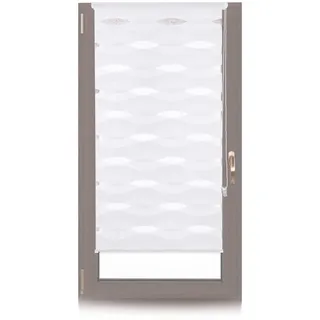 Relaxdays Doppelrollo Klemmfix, ohne Bohren, Blickschutzgrad variierbar, Gesamt: 60 x 150 cm, Stoffbreite 56 cm, weiß