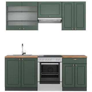 Vicco Küchenzeile Fame-Line 200 cm Eiche Grün-Gold