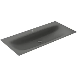 KEUCO EDITION 11 ART Einbauwaschtisch aus Stahl-Emaille, 1206x4x493mm, mit 1 Hahnloch, 32590541201, Farbe: Smoke