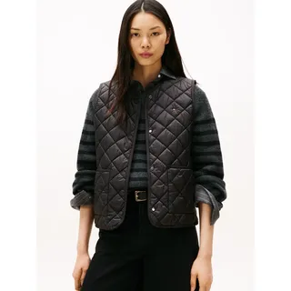 Steppweste TOMMY HILFIGER "LW PADDED REG QUILTED VEST", Damen, Gr. XS (34), schwarz, Steppware, Obermaterial: 100% Nylon, unifarben, hüftlang, V-Ausschnitt, Westen Steppweste
