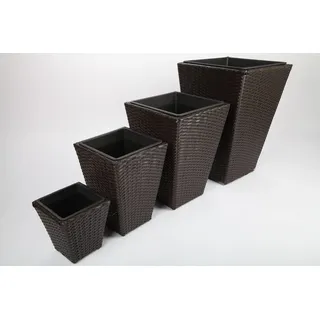 point-garden 4x Blumenkübel Pflanzkübel Pflanzgefäß Blumentopf aus Polyrattan