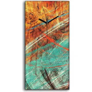 Wanduhr Leinwand Bild Uhr Geräuschlos 30x60 abstrakt farbenfrohe moderne - schwarze Hände