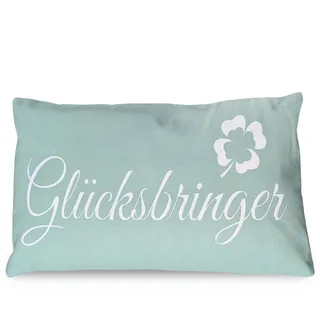 Bada Bing Deko Kissen Spruch Glücksbringer mintgrün - modernes Sofakissen in 50x30 cm - Kuschelkissen mit Bezug und Füllung - Couchkissen Zierkissen fürs Wohnzimmer Schlafzimmer und Couch