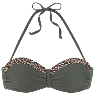 LASCANA Bügel-Bandeau-Bikini-Top Damen oliv-leo Gr.34 Cup E