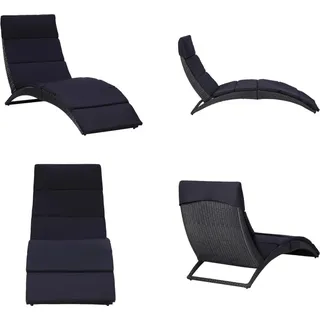 vidaXL Sonnenliege mit Auflage Poly Rattan Schwarz - Sonnenliege - Sonnenliegen - Klappbare Sonnenliege - Klappbare Sonnenliegen - Grau