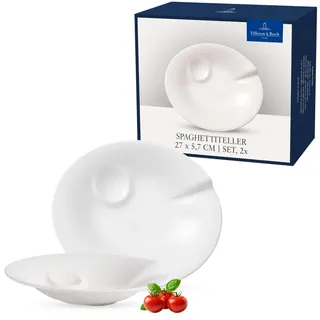 Villeroy & Boch Pasta Passion Spaghetti-Teller 2 TLG., 30,5 cm, Premium Porzellan, spülmaschinen-, mikrowellengeeignet, weiß