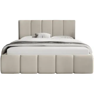 FEDVE Polsterbett Doppelbett Buchel Schlafzimmer, Bett Bettkasten 200x200 cm, Beige (Magic Velvet 2201) - Beige