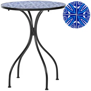 Beliani Gartentisch Ø 60 x 75 cm Schwarz/Blau