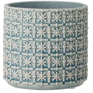 Nordring Retro Übertopf Vintage Pflanztopf für Zimmerplanzen Blumentopf Cross M (12,5 cm ø), Sky Blue, Keramik