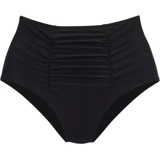 Highwaist-Bikini-Hose LASCANA "Ronda", Damen, Gr. 40, N-Gr, blau (schwarz), Recycling-Polyamid, unifarben, Badehosen Highwaist-Bikini-Hose, mit Shaping-Effekt, Topseller