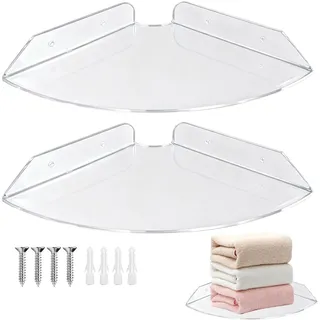 Eckregal Wandhalterung,2 Stück Wandmontiertes Schwebendes Eckregal Weiße Acryl-Eckregale, Eckregale zur Wandmontage, Geeignet für Badezimmer, Küchen, Schlafzimmer, Wohnzimmer, Esszimmer und Büros.