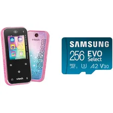 VTech KidiZoom Snap Touch pink – Kinderkamera im Smartphone-Format mit Touchscreen & Samsung EVO Select microSD-Karte + SD-Adapter