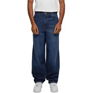 Urban Classics Herren Heavy Ounce Baggy Fit Jeans – Weite Denim Hose im Loose Fit aus Baumwolle, Wide Leg Jeans im 90s Streetwear Style für Freizeit & Alltag,New Dark Blue Washed,38