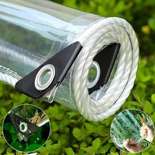 Transparantes PVC-Terrassenzelt mit Augen - wasserdicht, opvoubar, wind- und wetterfest - geeignet für Außenbereich, Camping, Balkon, Gartenhäuschen - 1x2 Meter - Transparent