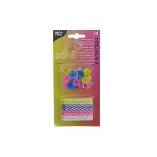 PAPSTAR Geburtstagskerzen mehrfarbig, 24 St.