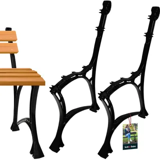 KOTARBAU® 2er Set Bankfuß Schwarz 740x510 mm Aluminium Bankgestell Metall Gartenbank Metall Bankkufen Bankbeine Bank Kufen Füsse für Bank Sitzbank Parkbank - Schwarz