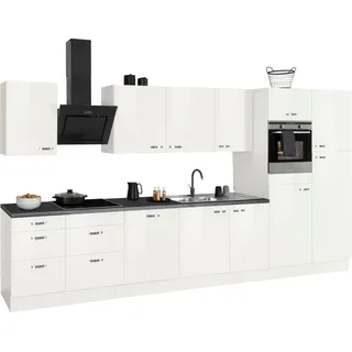 OPTIFIT Küchenzeile »Cara mit Hanseatic E-Geräten« Breite 400 cm, Induktionskochfeld, Soft-Close-Funktion, Vollauszüge, weiß