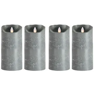 sompex LED Kerzen mit Timerfunktion und flackernder Flamme, grau ⌀ 8cm, Höhe wählbar 18cm oder 23cm, Adventskranz 4er Sets, Weihnachtsdeko, LED Deko (4x18cm)
