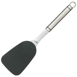 KitchenCraft Professional Pfannenwender Edelstahl, Küchenhelfer Crêpe Wender, Pfannenwender Kunststoff, Palatschinken Wender mit Polyamidkopf, ovaler Griff mit Öse, 32 x 4,3 x 8,4 cm