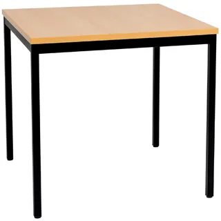 furni24 Schreibtisch-Stahl 80x80x75cm, Buche, TÜV/GS-Einfache Montage, Arbeitstisch, Bürotisch, Küchentisch, Esstisch, Druckertisch Büro-Möbel Arbeitszimmer Computertisch Gaming-Tisch Mehrzwecktisch