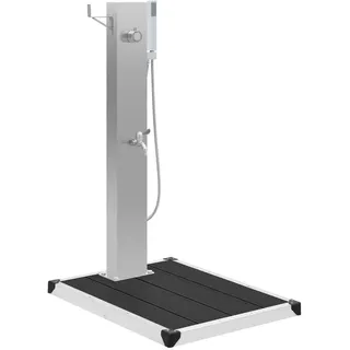 vidaXL Gartendusche mit Bodenelement WPC Edelstahl - Grau