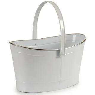 Blumentopf Zink Weiß 35,7/21,5/35 cm , Metall , 35 cm , Dekoration, Blumen & Blumentöpfe, Übertöpfe