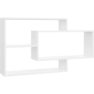 vidaXL Wandregal mit 3 Offenen Fächern 104/20/58,5 cm aus Holzwerkstoff Weiß , Strukturbuche , Rechteckig , 104x58.5x20 cm , Wohnzimmer, Regale, Wandregale