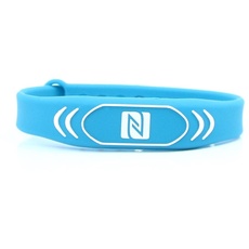 NFC Armband, geeignet für Kontaktdaten, Messe, Sport, 924 Byte (NTAG 216), wasserfest, blau, verstellbar
