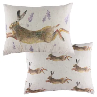 Evans Lichfield Hunter Kissen Springender Hase, Polyester gefüllt, Mehrfarbig, 43 x 43 cm