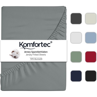 Komfortec Spannbettlaken Jersey 200 x 200 cm grau