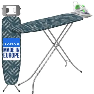 KADAX Bügelbrett mit hitzebeständiger Bügeleisenablage, Robuster Bügeltisch mit stabilen Beinen (Grün) - Grün