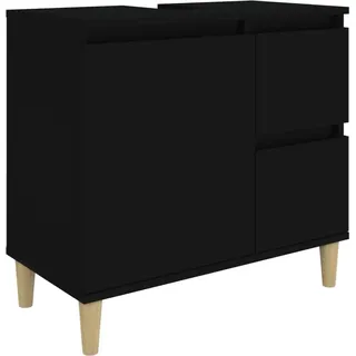 vidaXL Badschrank Schwarz 65x33x60 cm Holzwerkstoff - Schwarz