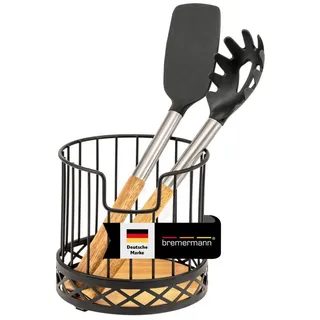 bremermann Küchenutensilienhalter Besteckbehälter Ø 15,5 x 15 cm schwarz Bambus